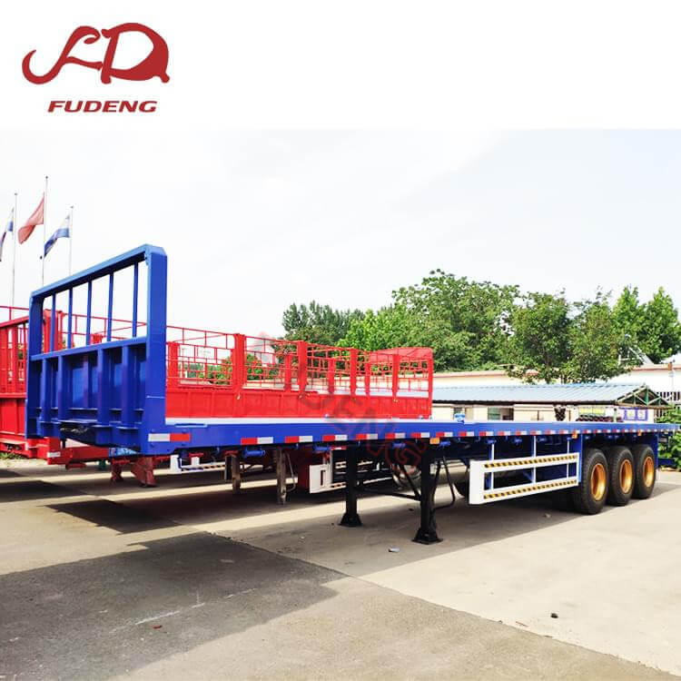 3 Axles 40ft Flatbed Semi Trailer with Front Board