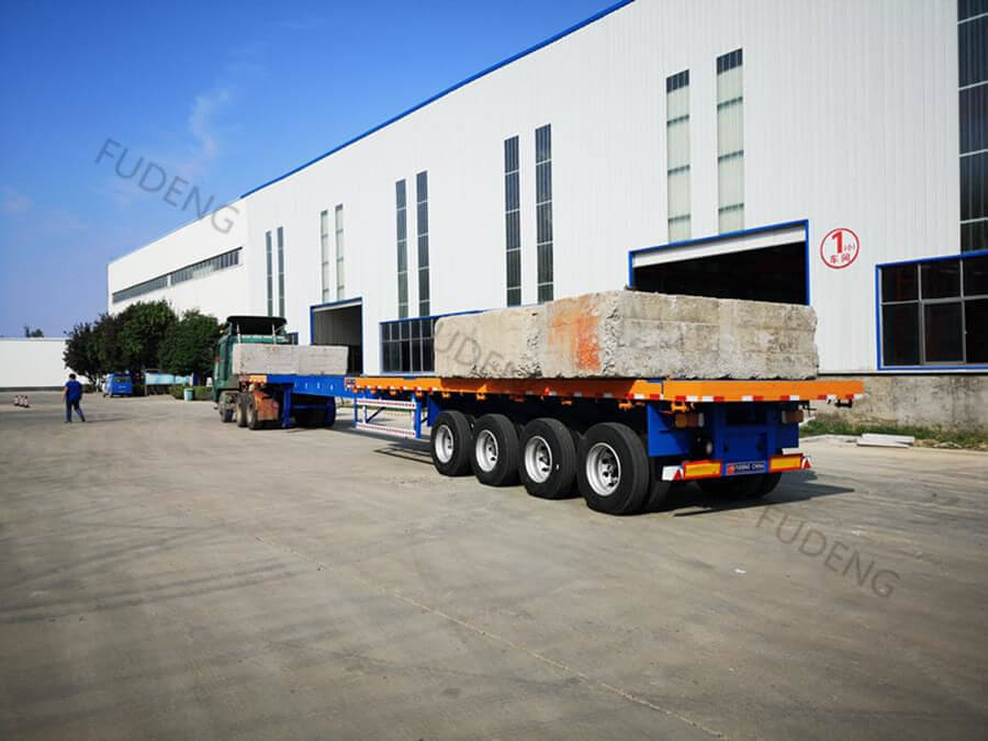 4 Axles 50 tons extension flat bed semi trailer4
