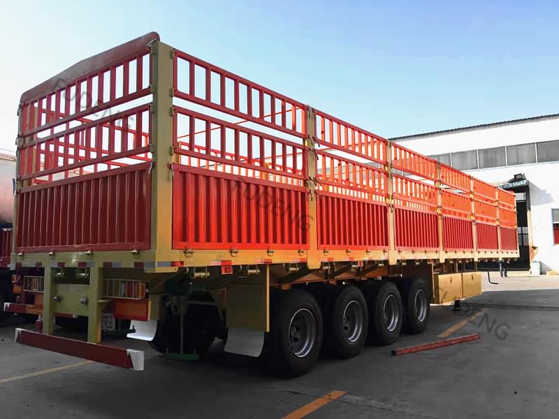 4 Axles 100T Bulk Cargo Carrying Flatbed Trailer With Fence3