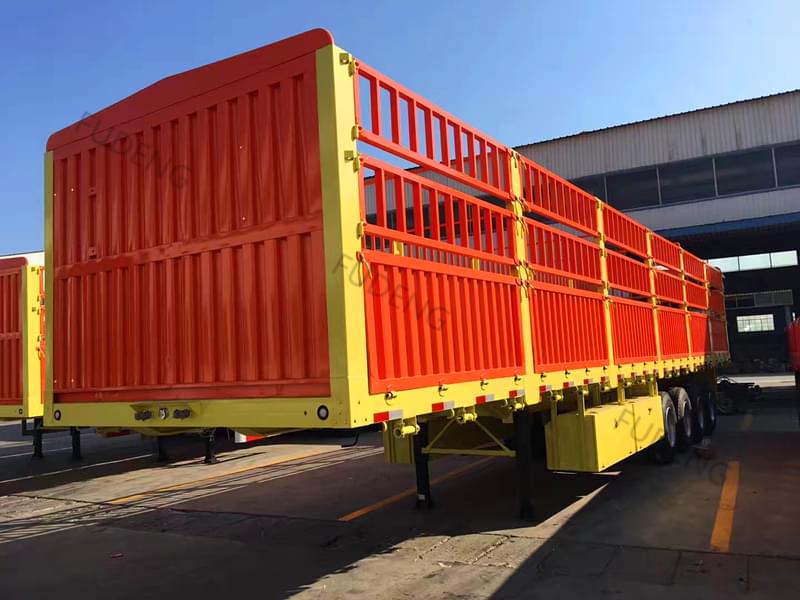 4 Axles 100T Bulk Cargo Carrying Flatbed Trailer With Fence4