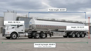 Standard dimensions of an fuel tanker trailer